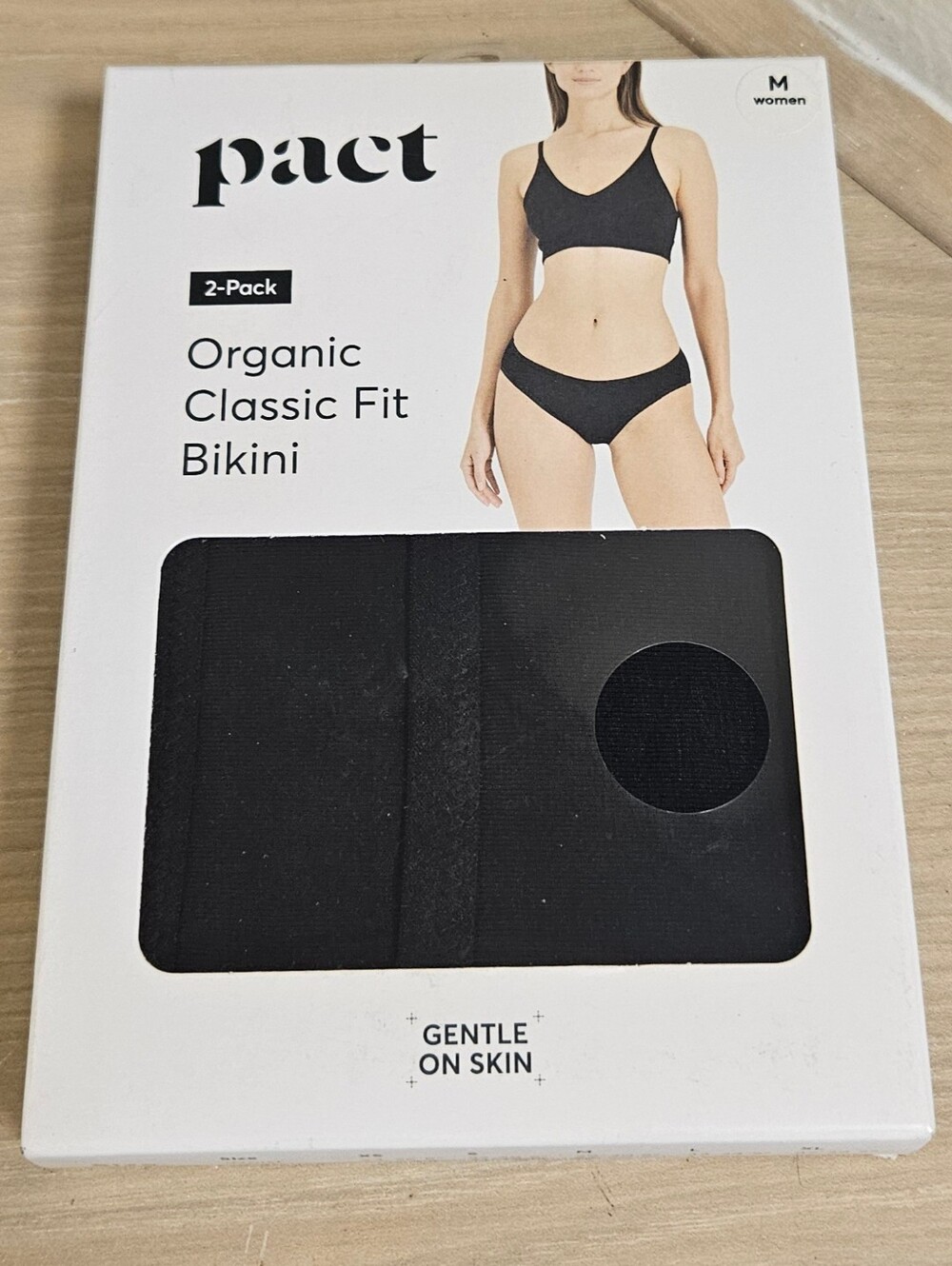PACT 2 PACK CLASSIC FIT BIKINI ORGANIC COTTON SIZE MEDIUM BLACK